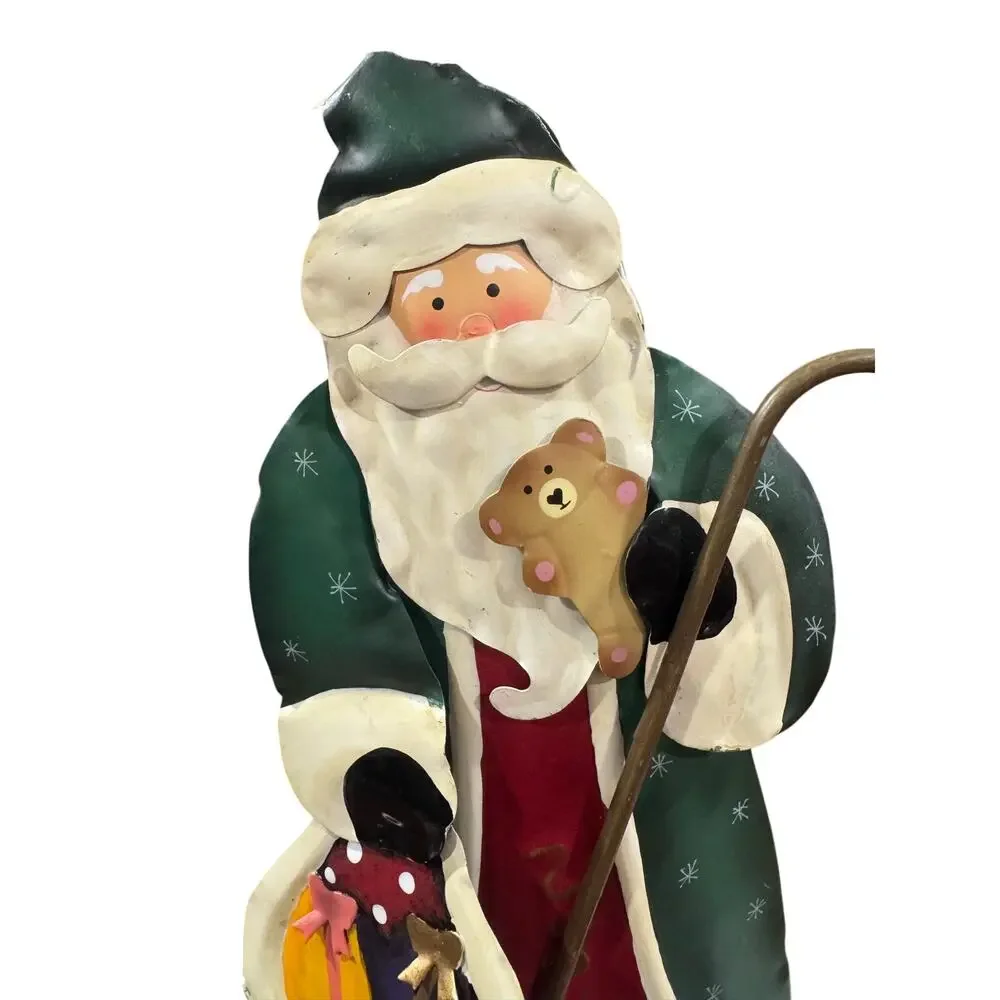 Dennis East 2002 Metal Santa Claus Christmas Stocking Holder Shelf Sitter Decor